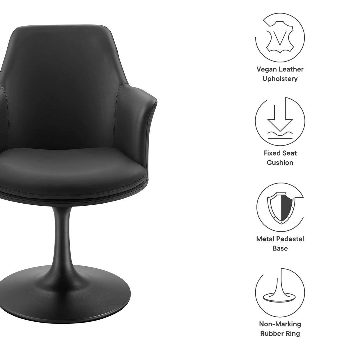 Lippa Swivel Dining Vegan Leather Armchair
