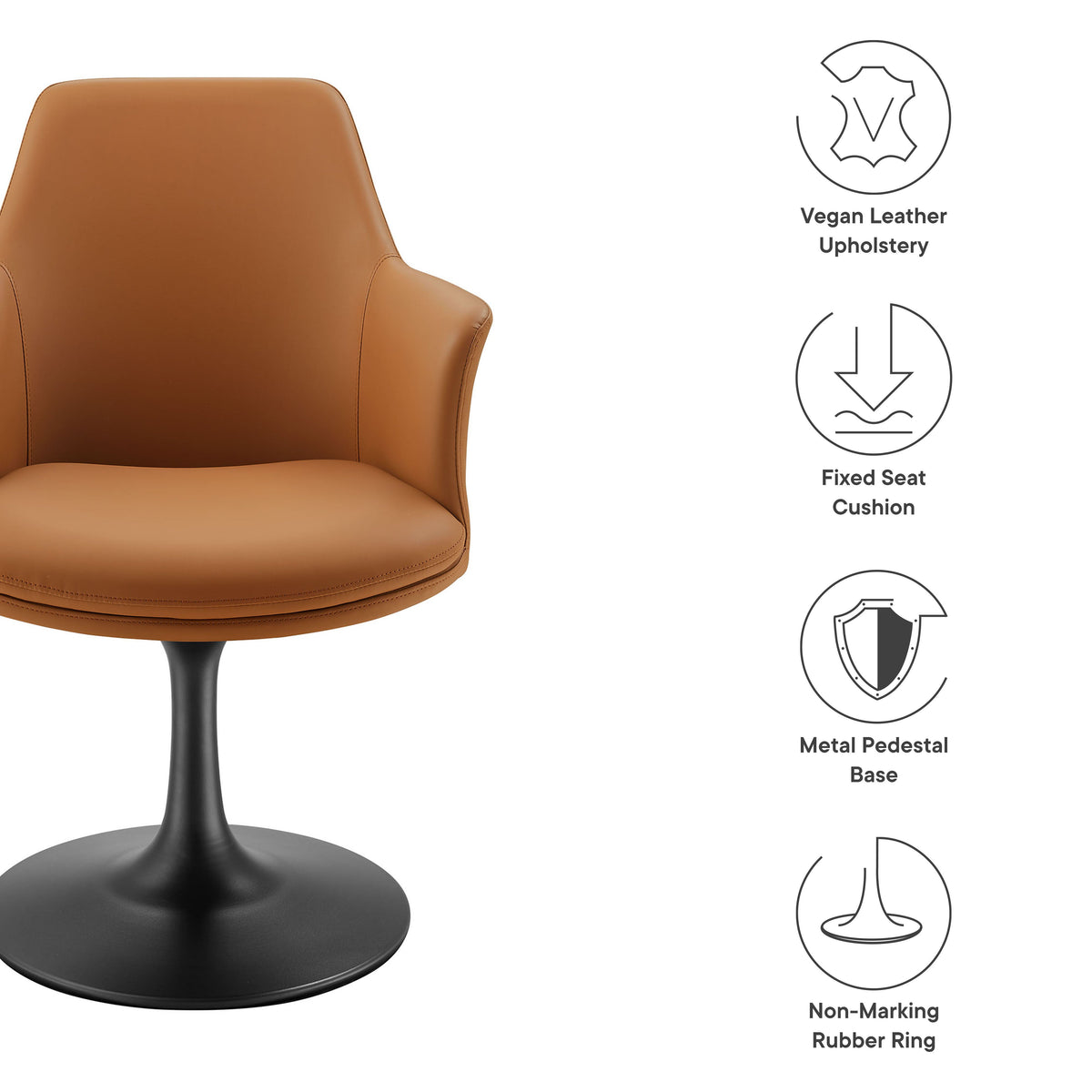 Lippa Swivel Dining Vegan Leather Armchair