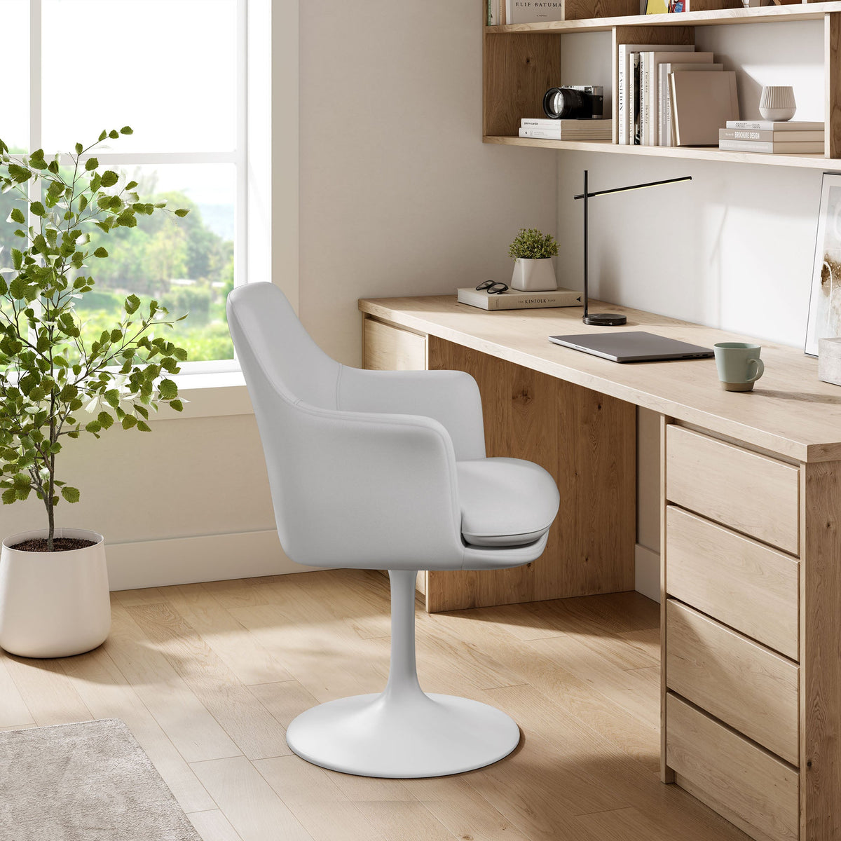 Lippa Swivel Dining Vegan Leather Armchair
