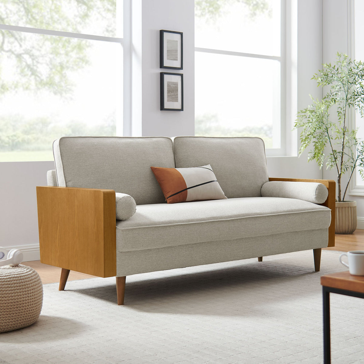 Kellan Heathered Fabric Upholstered Sofa - view 13