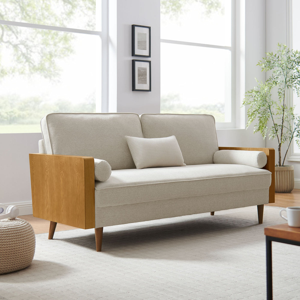 Kellan Heathered Fabric Upholstered Sofa - view 14