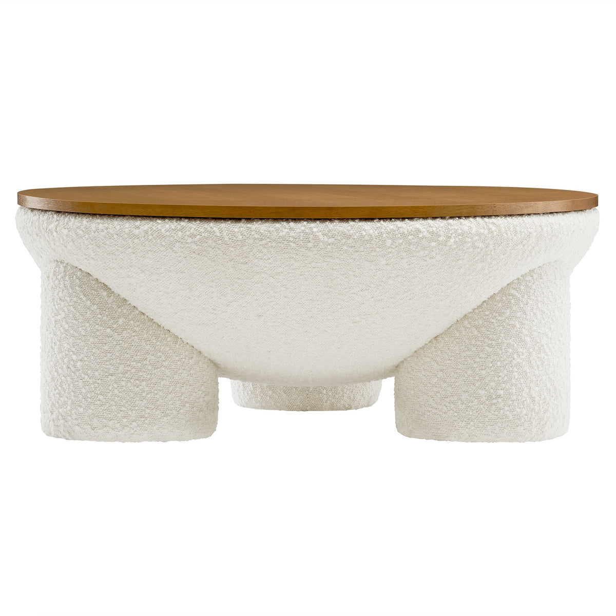 Tridome Round Boucle Upholstered Storage Coffee Table - view 1