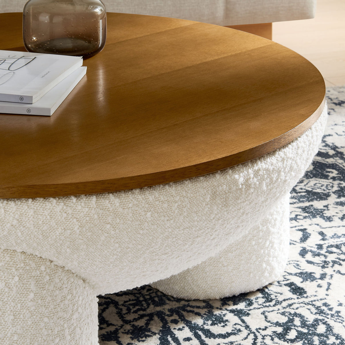 Tridome Round Boucle Upholstered Storage Coffee Table - view 7