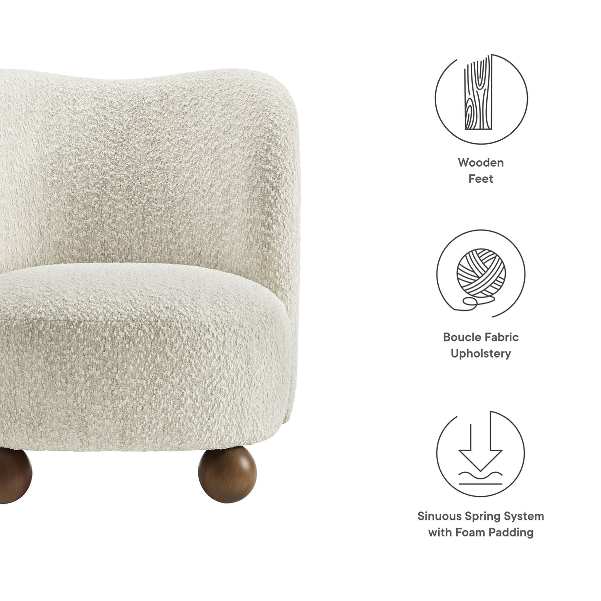 Monroe Boucle Fabric Accent Chair
