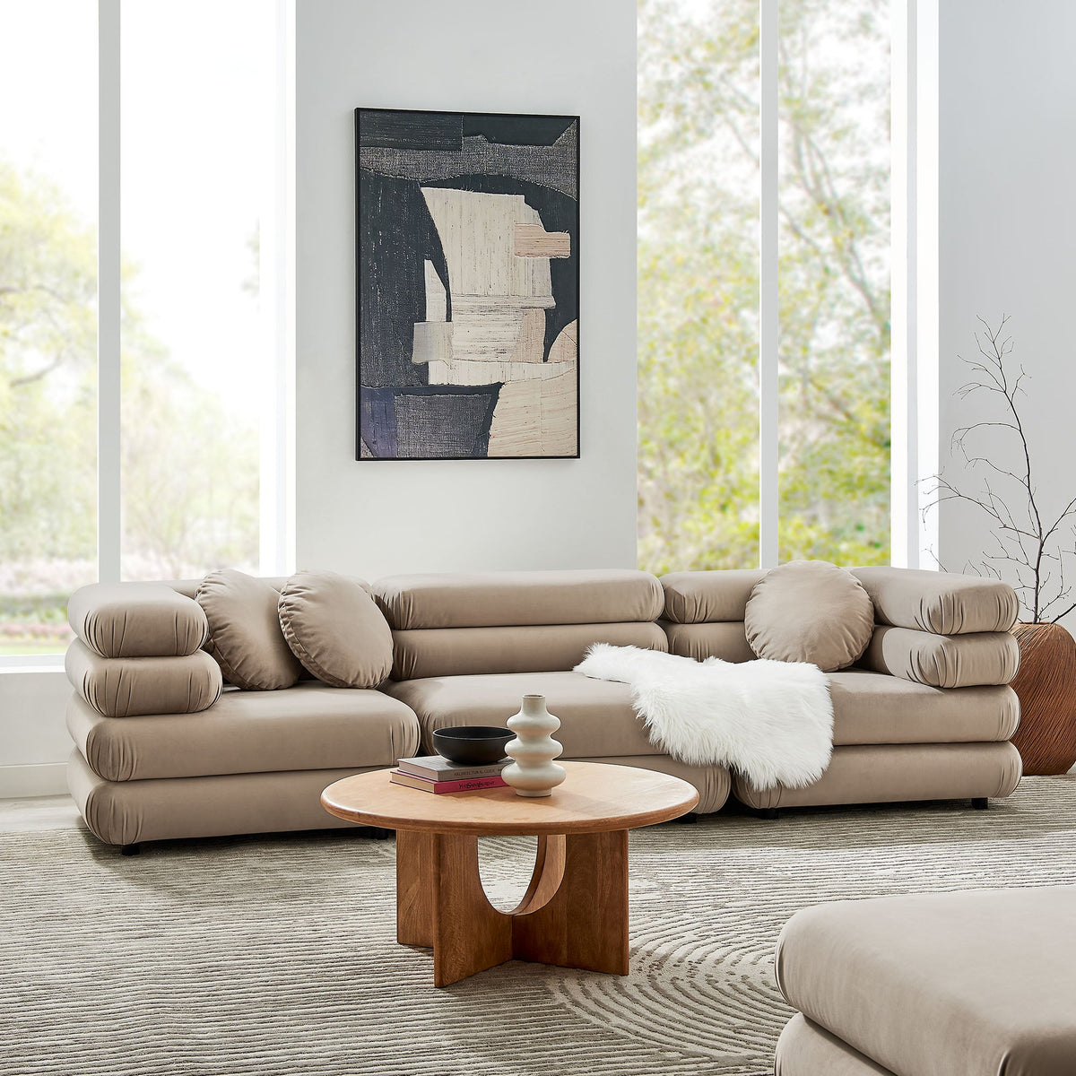 Jubilee 3-Piece Modular Performance Velvet Sectional Sofa