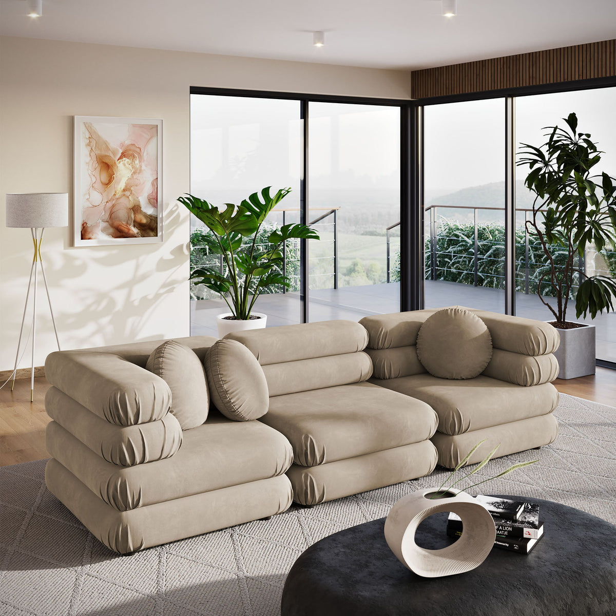 Jubilee 3-Piece Modular Performance Velvet Sectional Sofa