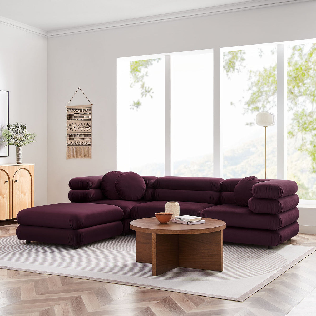 Jubilee 4-Piece Modular Performance Velvet Sectional Sofa