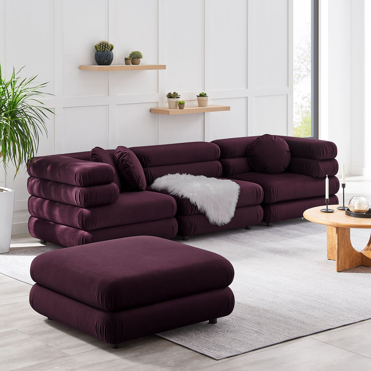 Jubilee 4-Piece Modular Performance Velvet Sectional Sofa