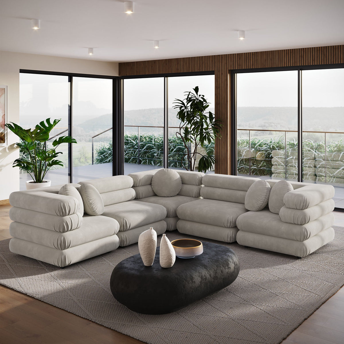 Jubilee 5-Piece Modular Performance Velvet Sectional Sofa