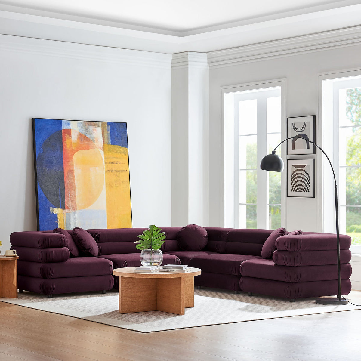 Jubilee 5-Piece Modular Performance Velvet Sectional Sofa