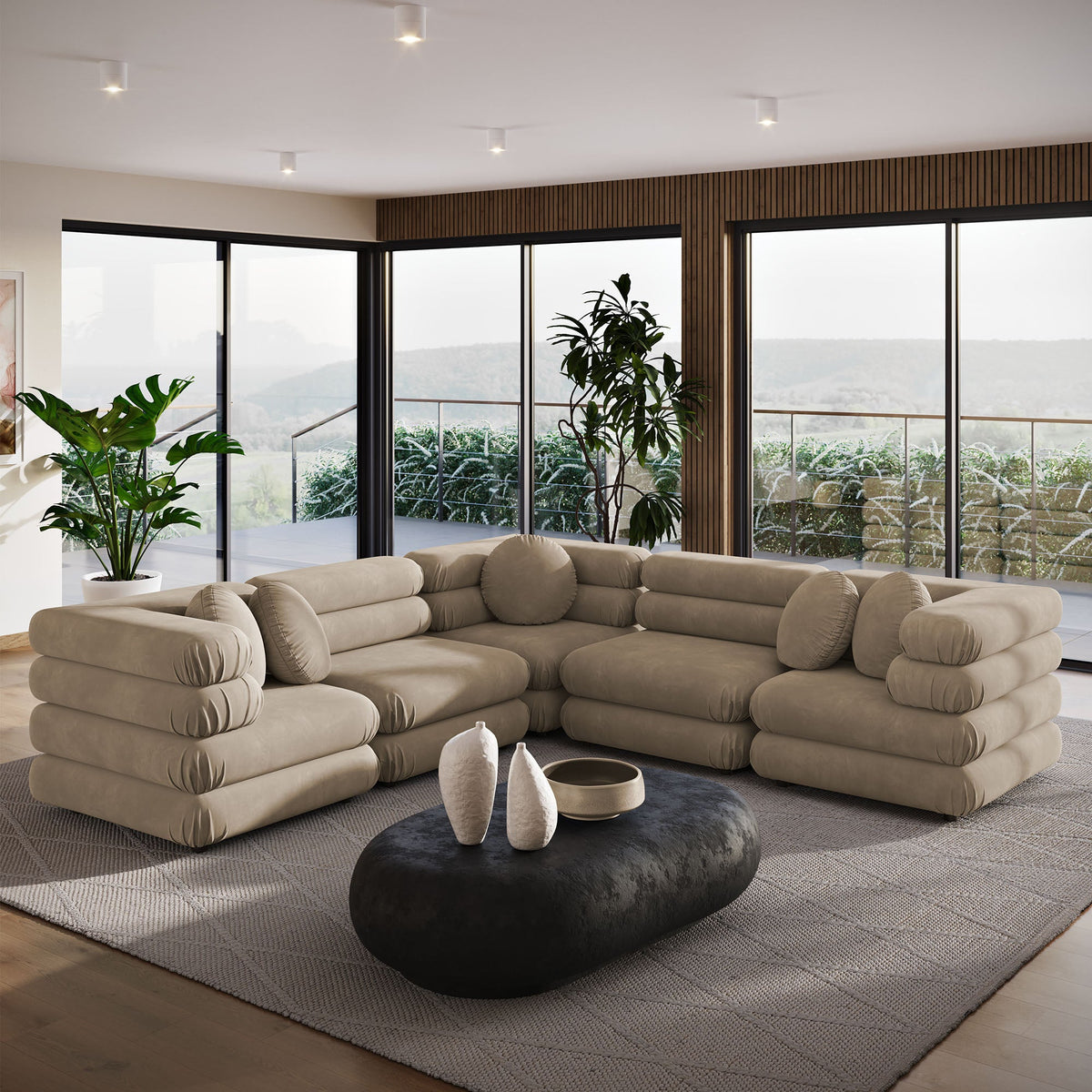 Jubilee 5-Piece Modular Performance Velvet Sectional Sofa