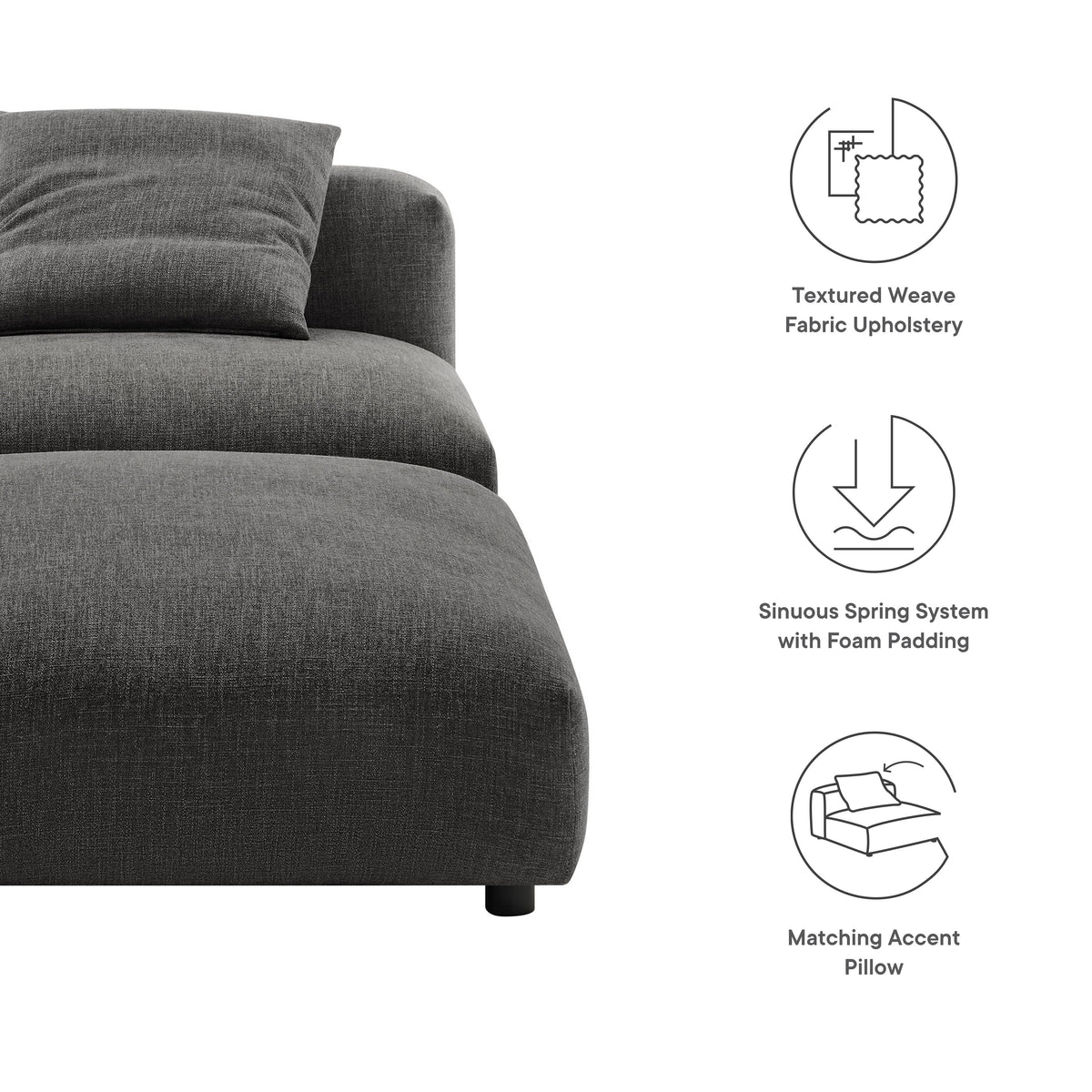 Solace  Modular Upholstered Fabric Armless Chair and Ottoman Set