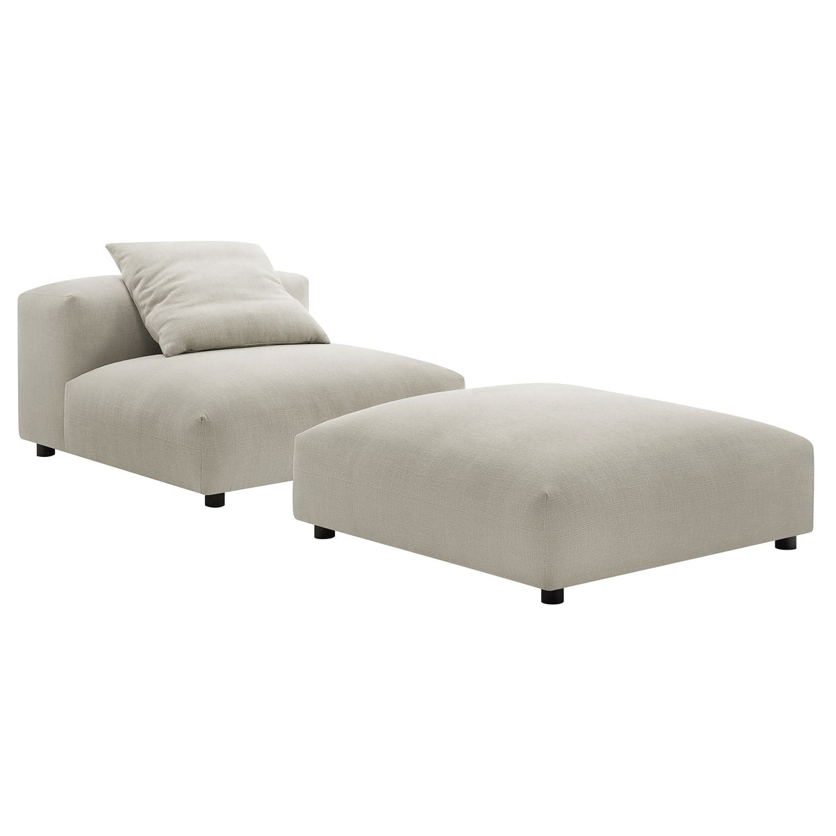Solace  Modular Upholstered Fabric Armless Chair and Ottoman Set