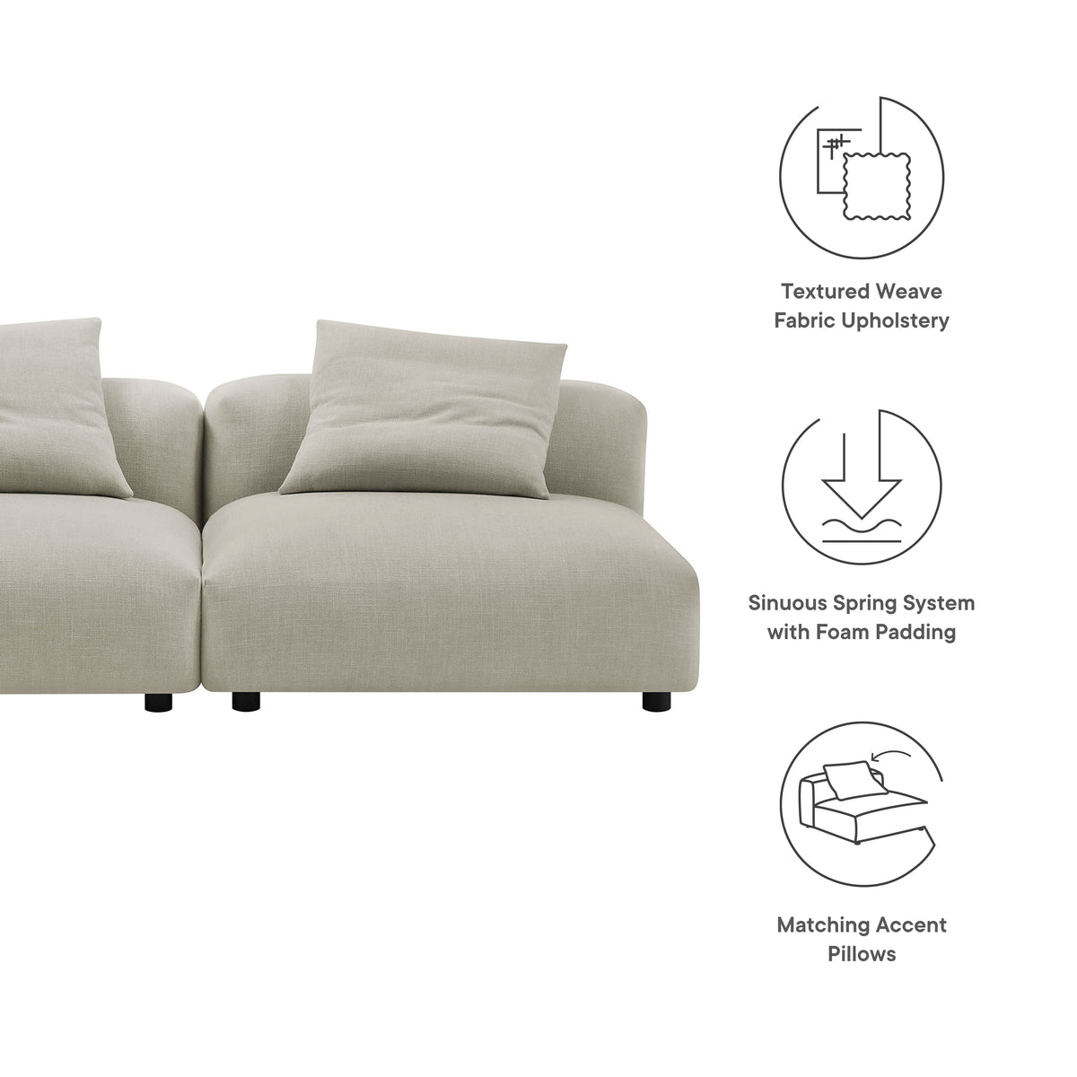 Solace 2-Piece Modular Upholstered Fabric Sofa - view 14