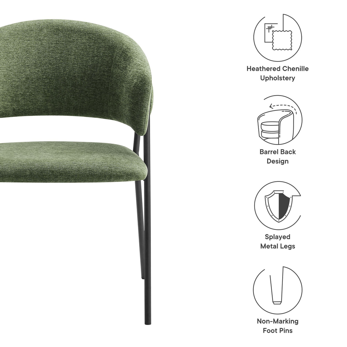 Nella Upholstered Heathered Chenille Dining Chairs Set of 2