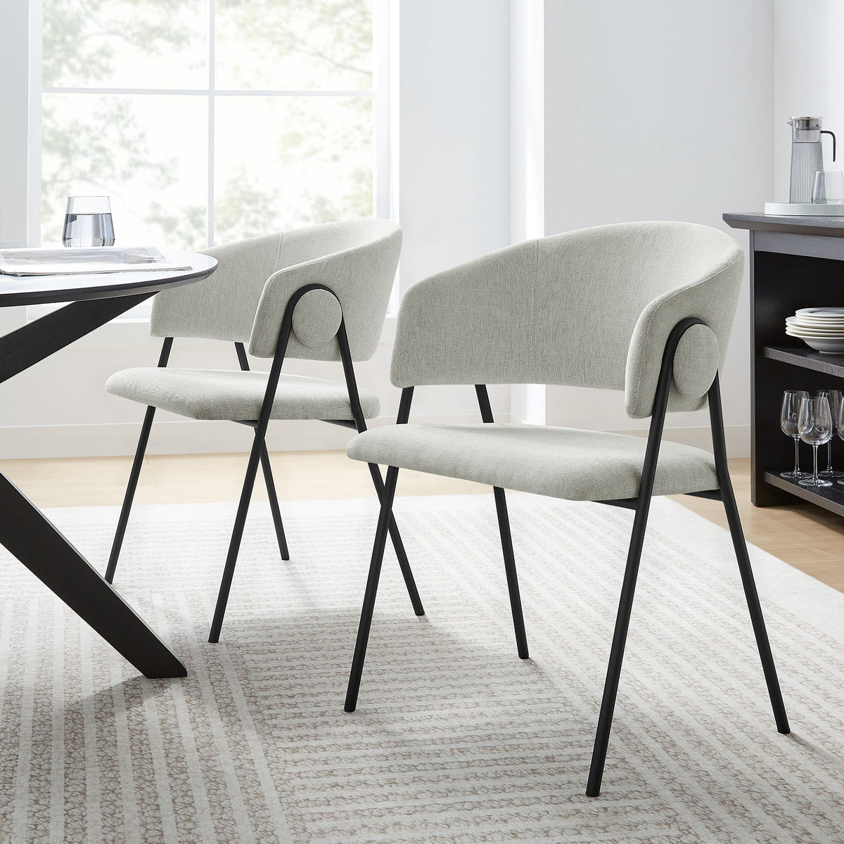 Nella Upholstered Heathered Chenille Dining Chairs Set of 2