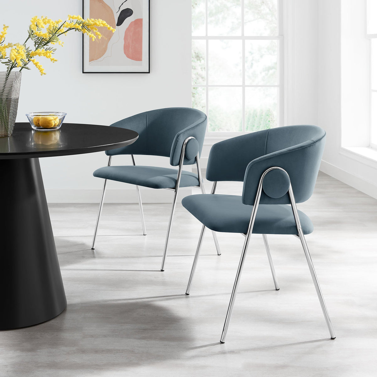 Nella Upholstered Performance Velvet Dining Chair Set of 2