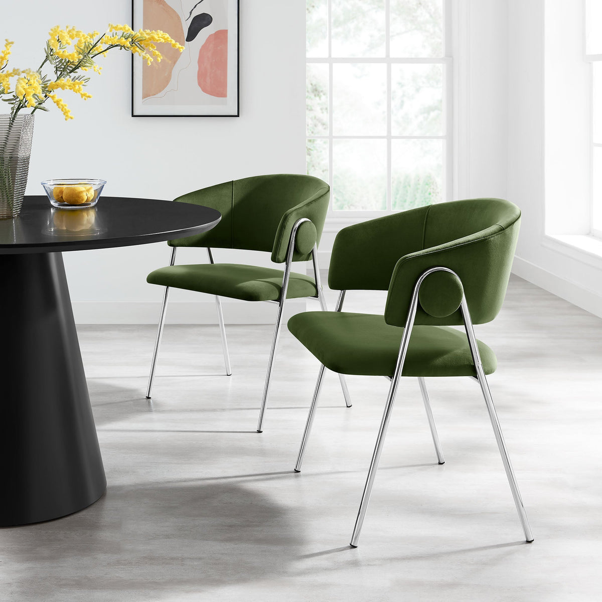 Nella Upholstered Performance Velvet Dining Chair Set of 2