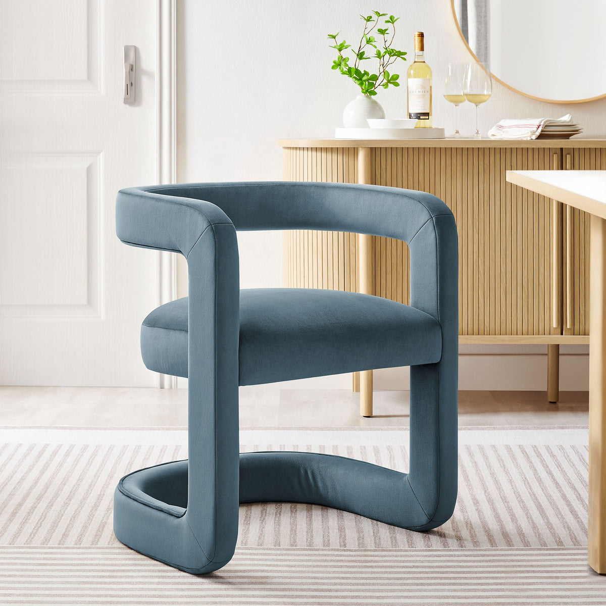 Winslow  Barrel Performance Velvet Dining Chair