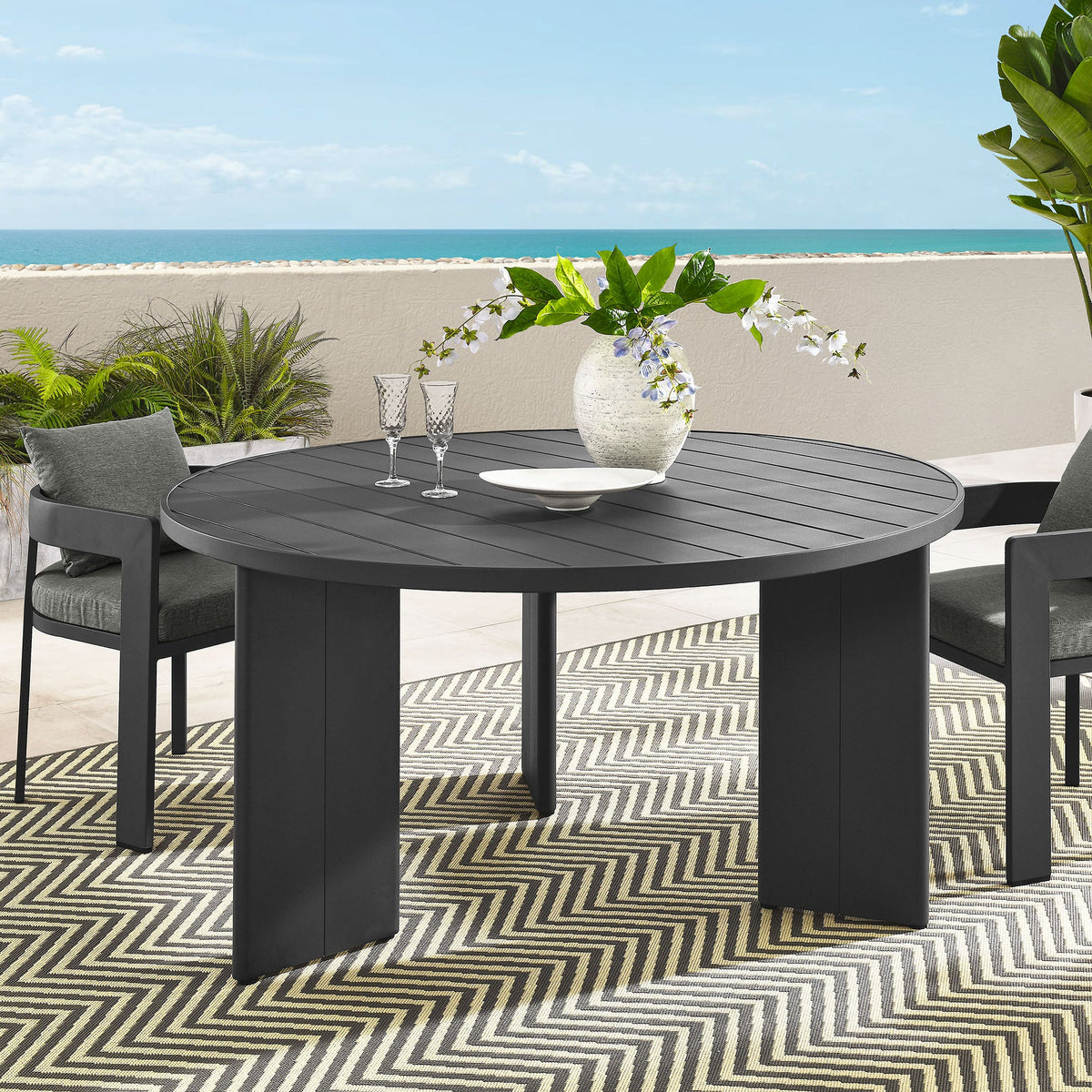 Tahoe Round Outdoor Patio Aluminum Dining Table - view 6