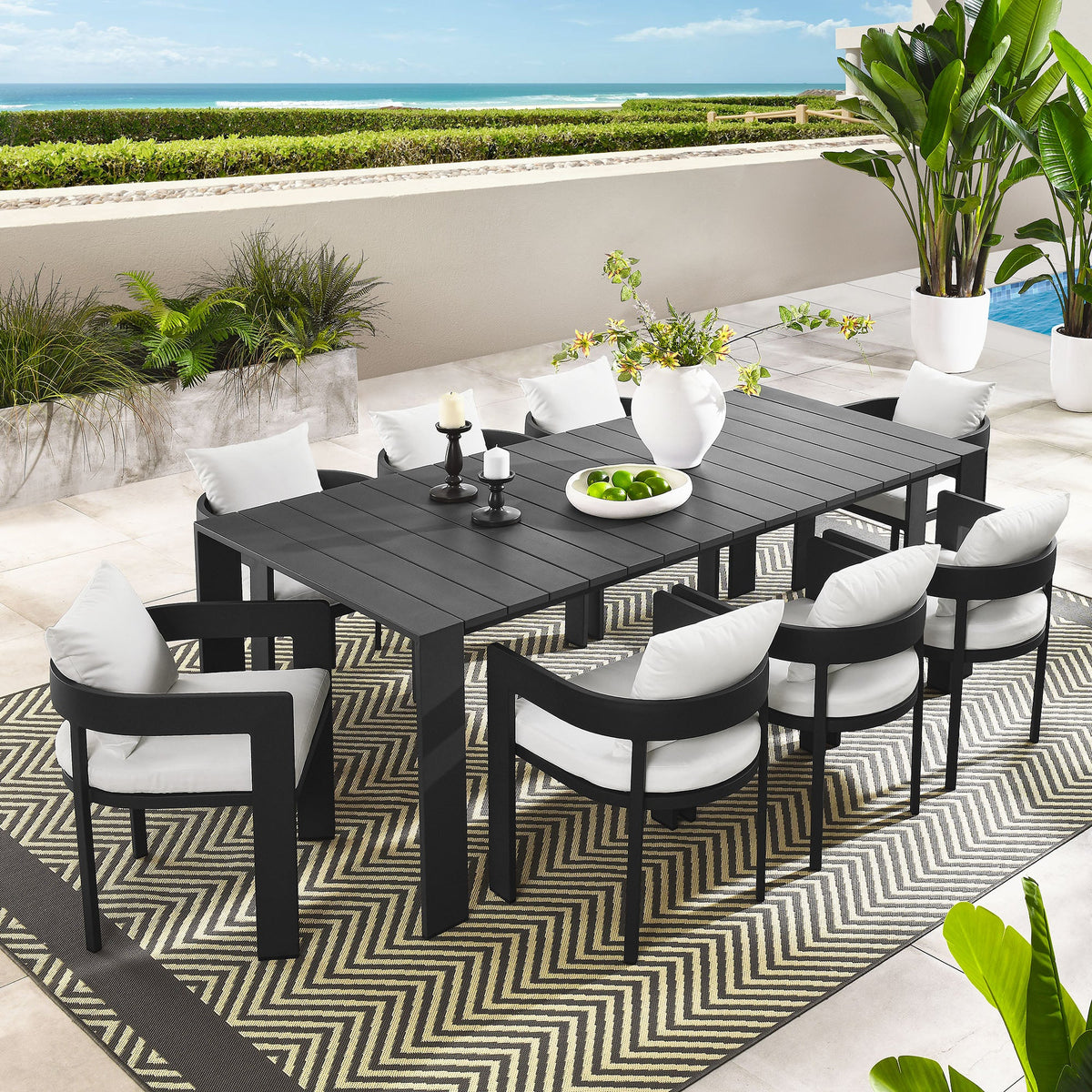 Tahoe 9-Piece Outdoor Patio Aluminum Dining Set