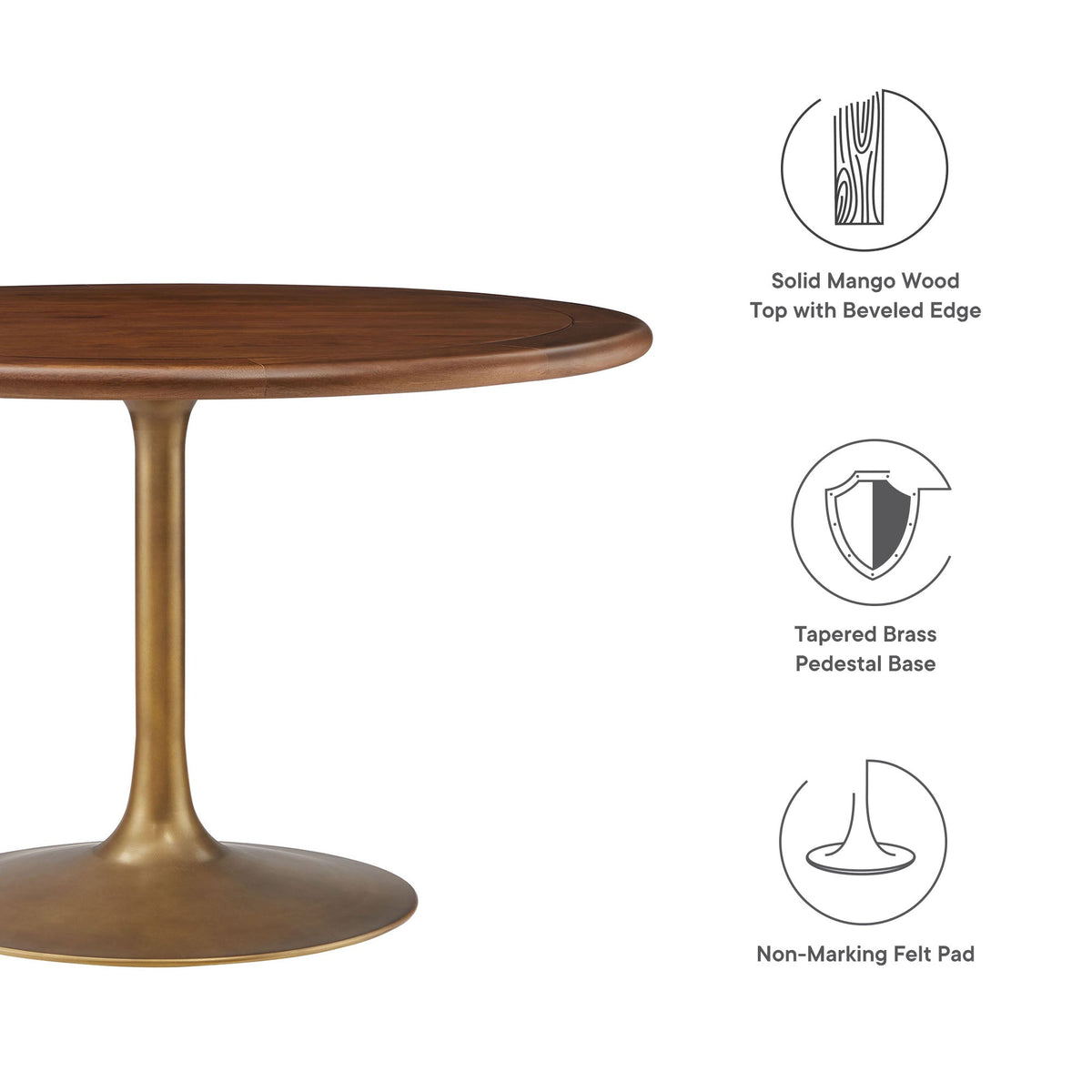 Lippa 48" Round Pedestal Solid Wood Dining Table