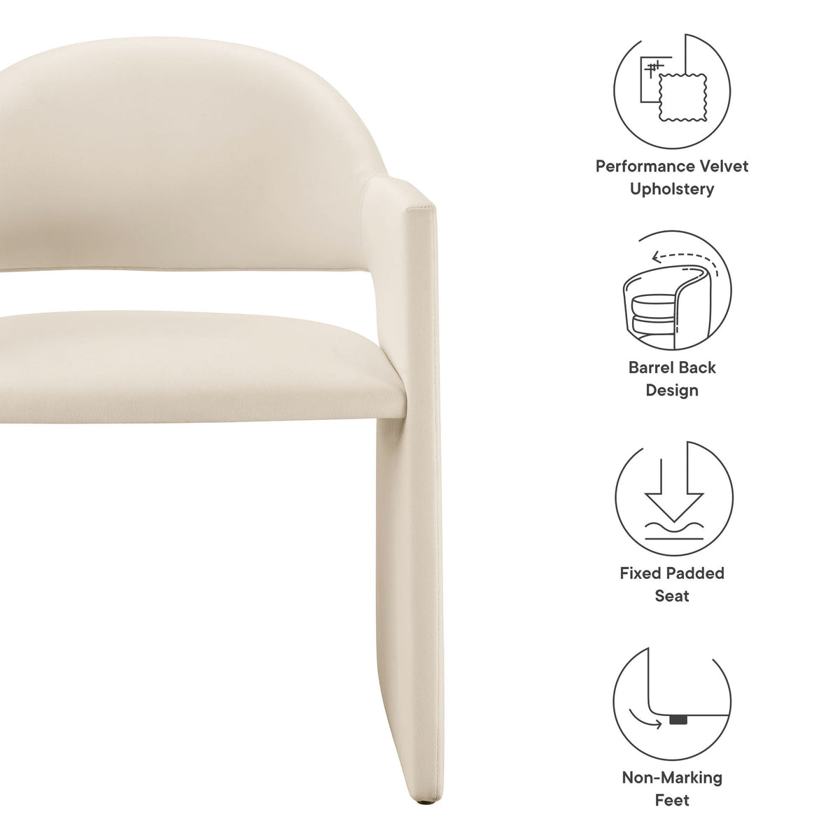 Talia Performance Velvet Dining Armchair