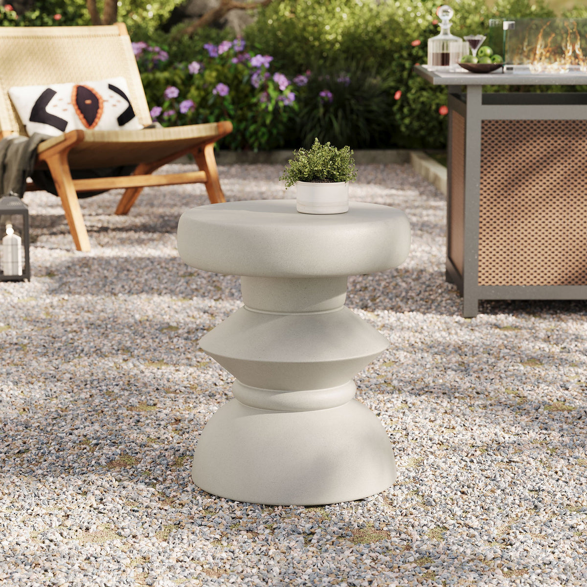Terza Indoor - Outdoor Patio Concrete Side Table