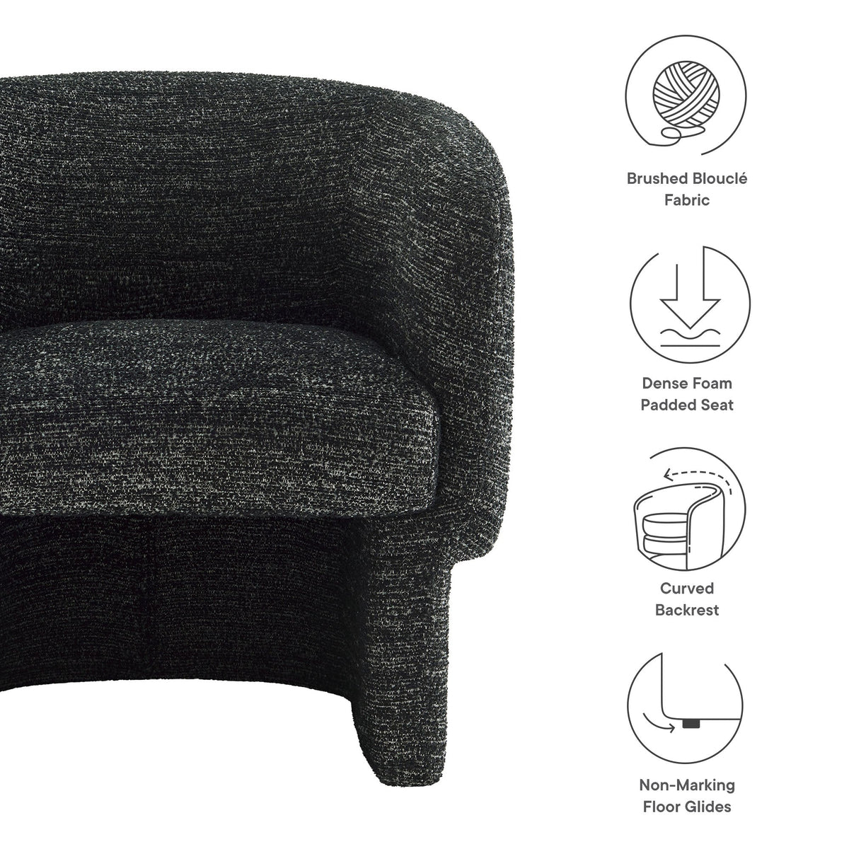 Muse Boucle Fabric Barrel Accent Chair