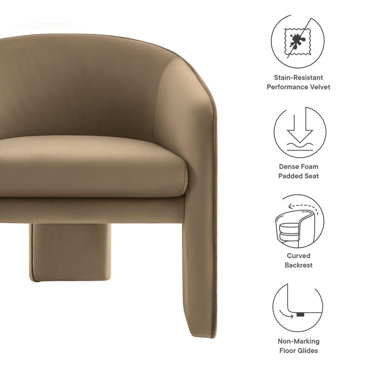 Greer Performance Velvet Upholstered Accent Armchair