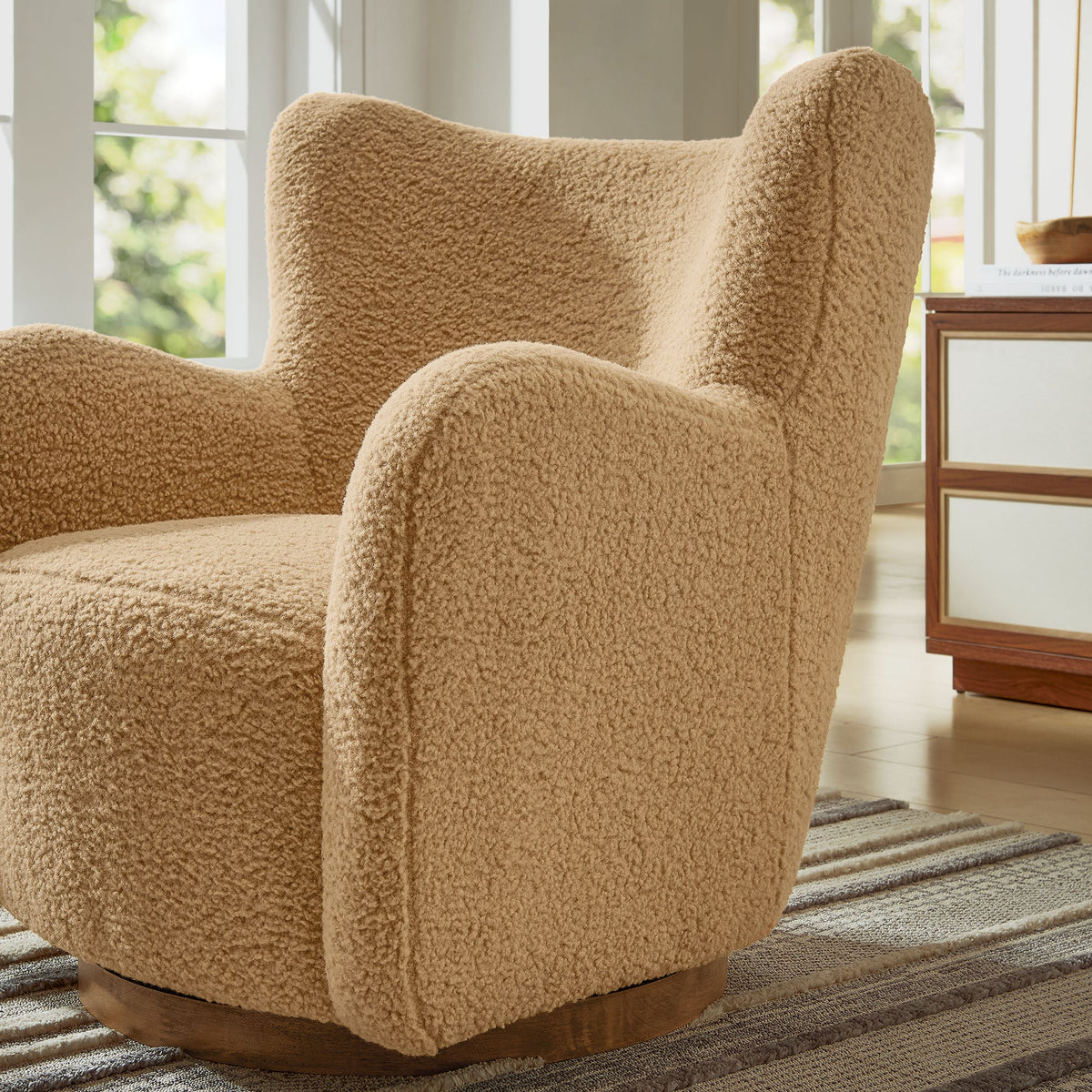 Montrose Wingback Sherpa Swivel Accent Chair
