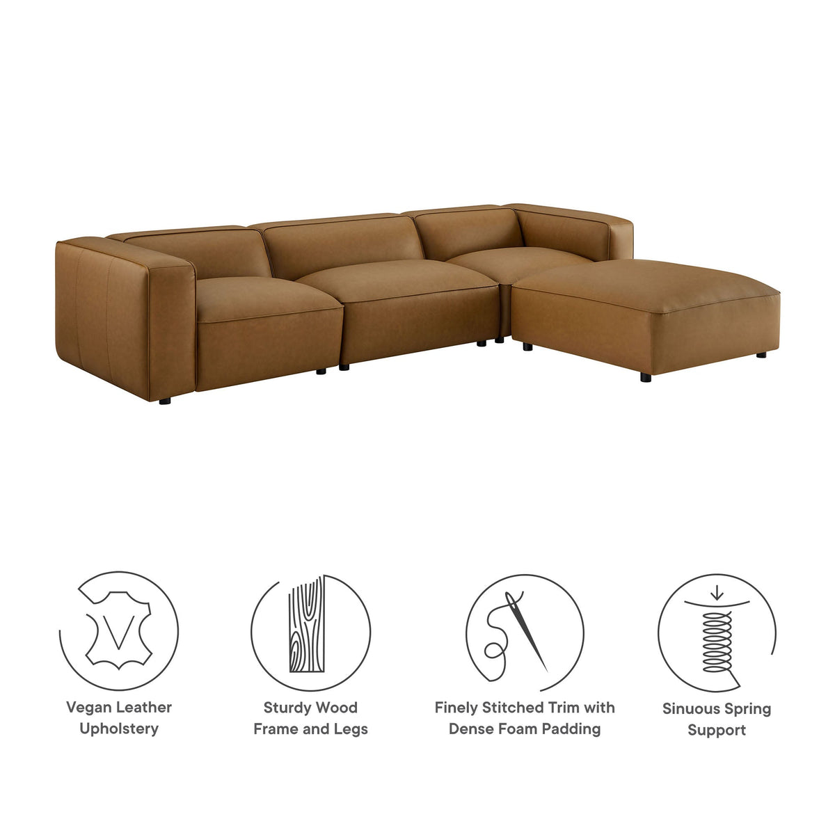 Auren 4-Piece Vegan Leather Modular Sofa Set - view 9