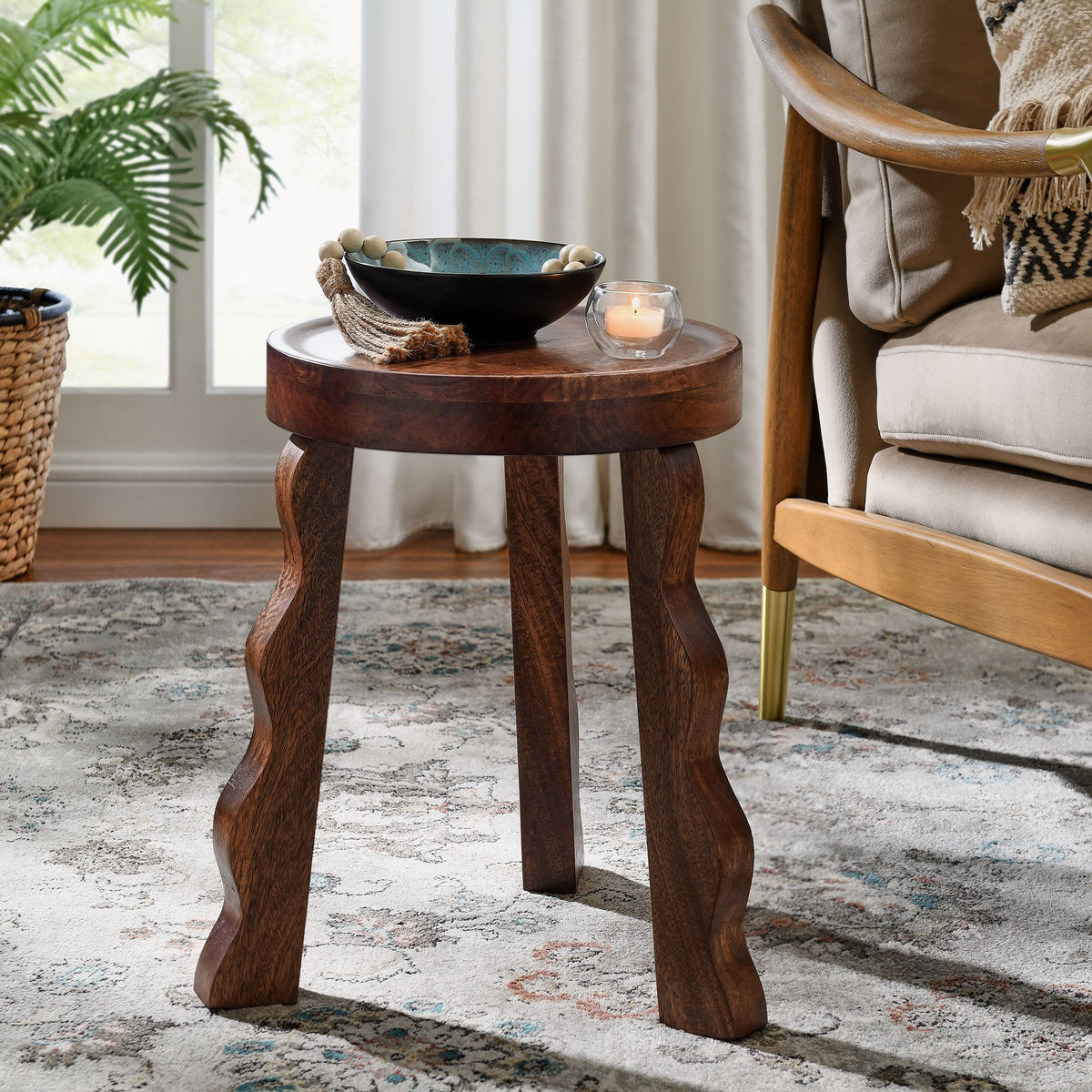 Sorrel Carved Wood Stool