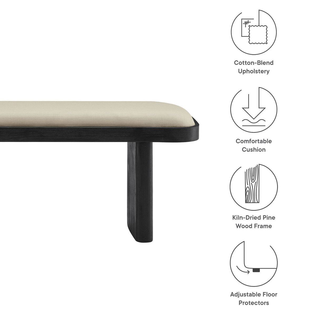 Iver 43" Upholstered Wood Accent Bench