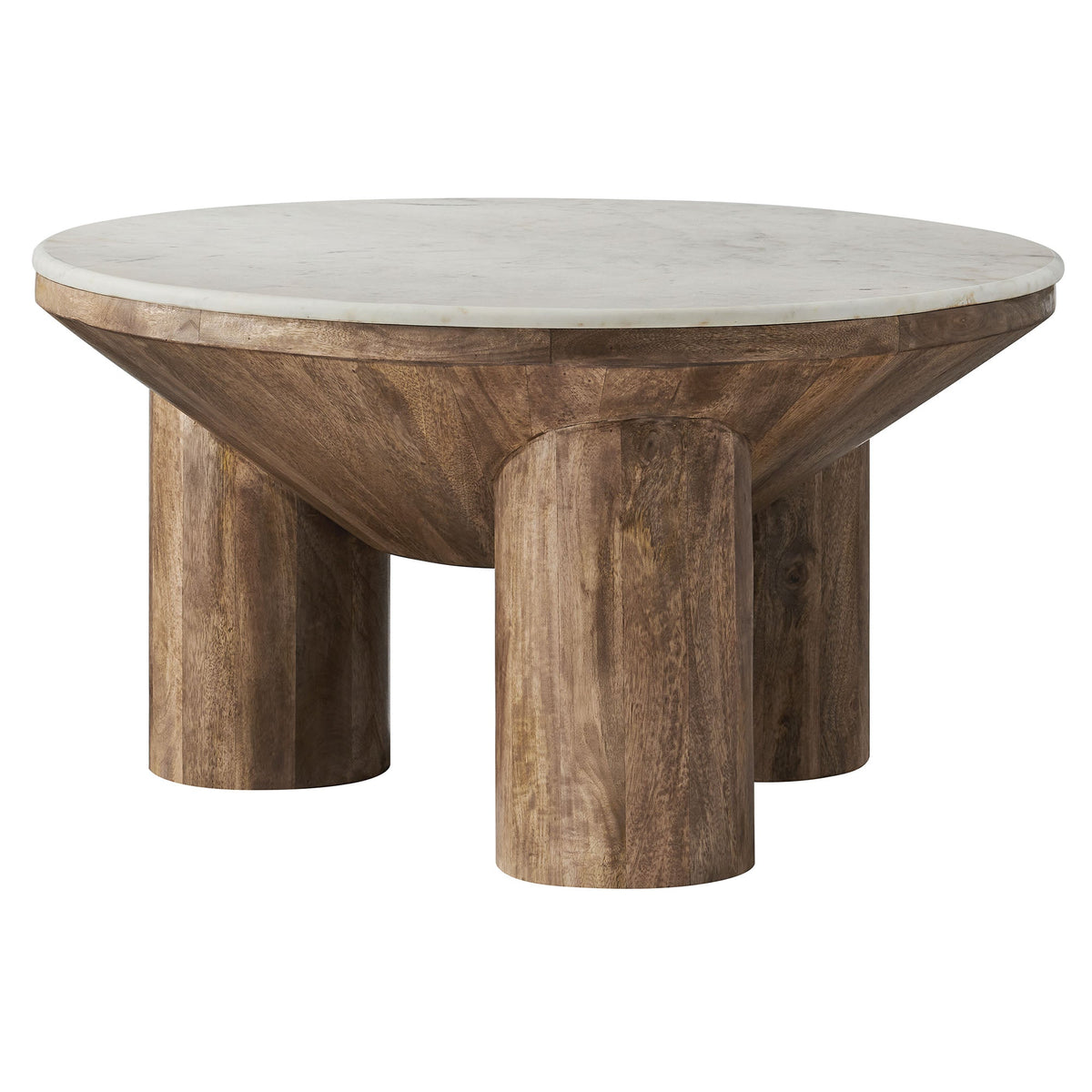 Ellison 33" Round Wood Coffee Table With Marble Top - view 1