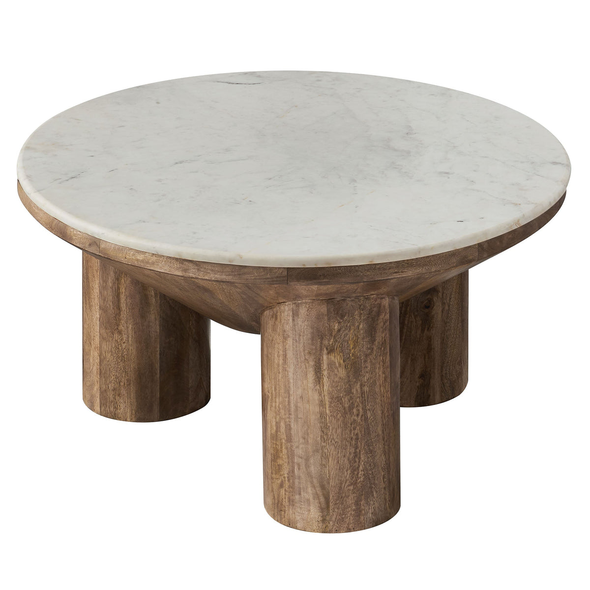 Ellison 33" Round Wood Coffee Table With Marble Top - view 2