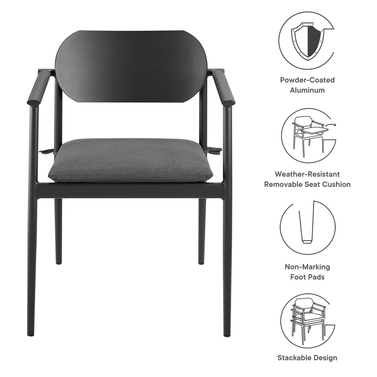 Aeris Stackable Outdoor Patio Aluminum Dining Armchair Set of 2