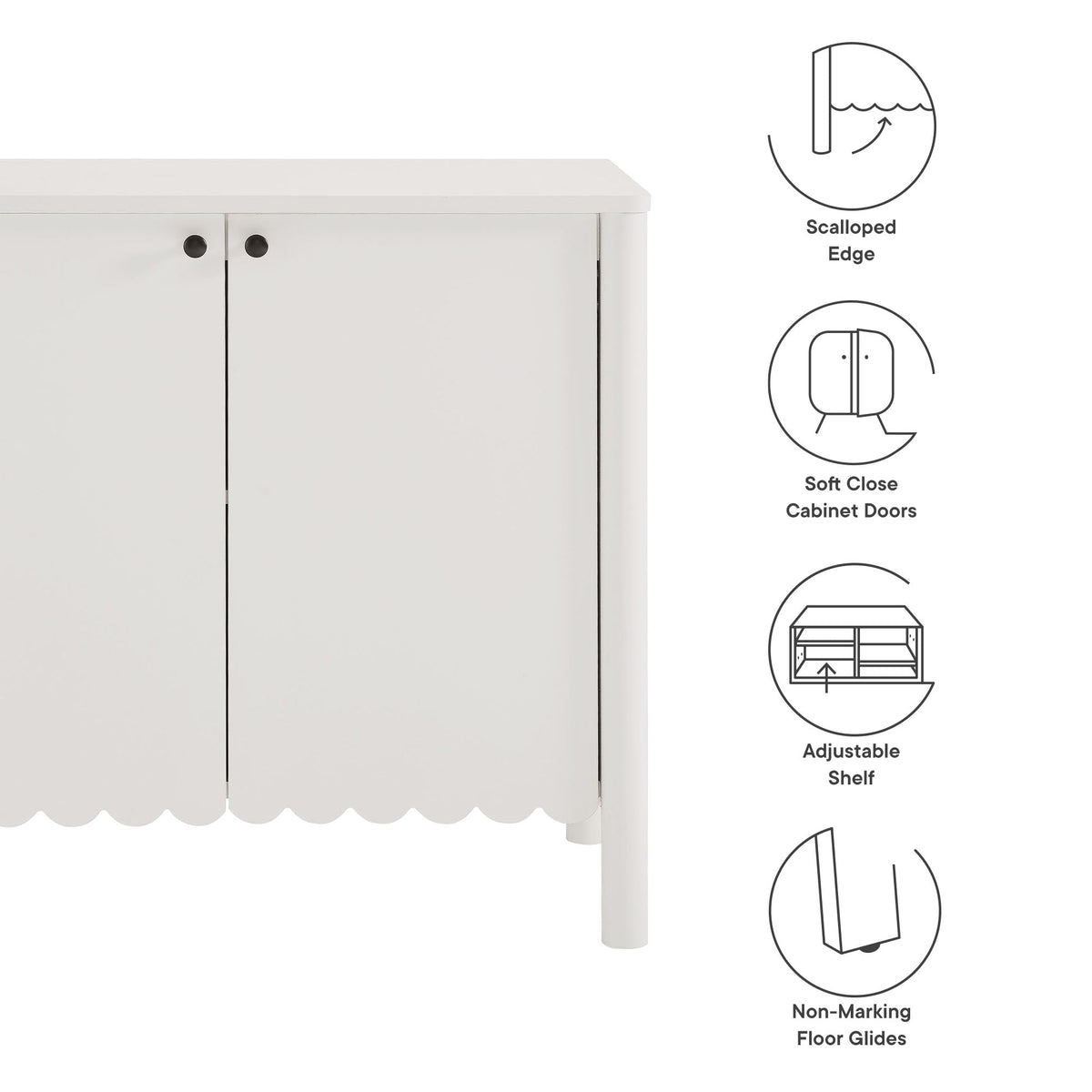 Emmeline 35" 2-Door Scalloped Sideboard Cabinet