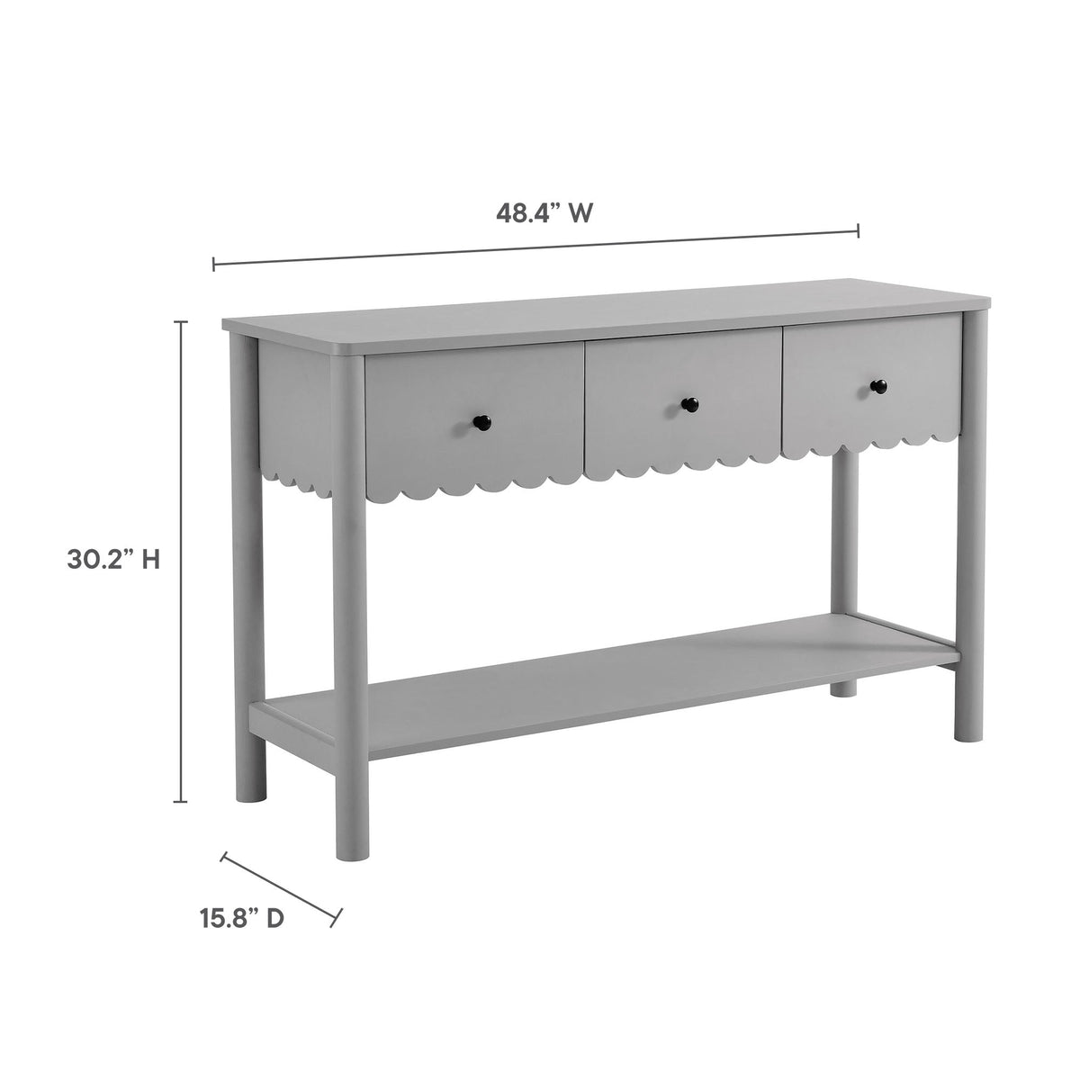 Emmeline 3-Drawer Scalloped Console Table