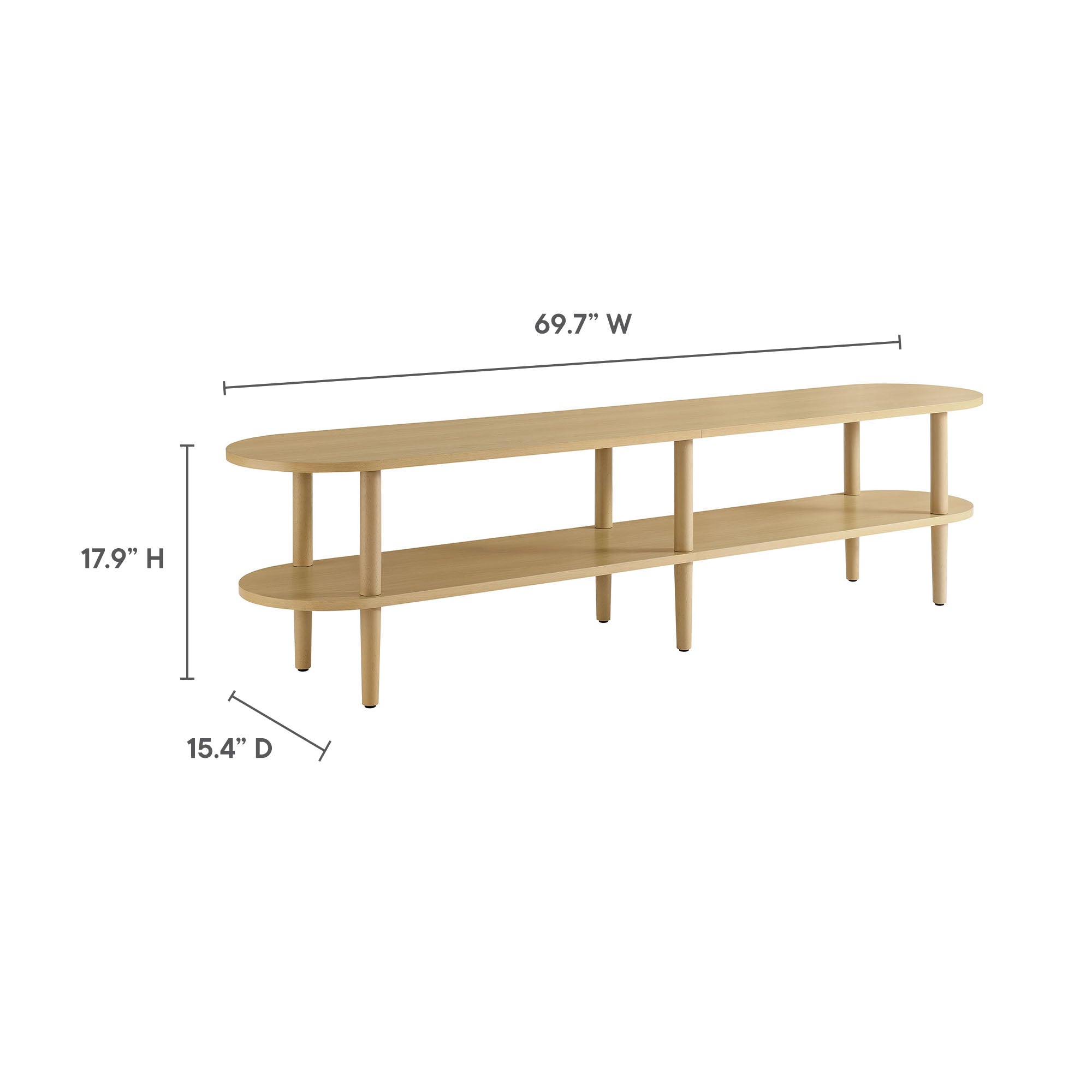 70-Inch Oval Wood TV Stand, Low Media Console | New York Modern