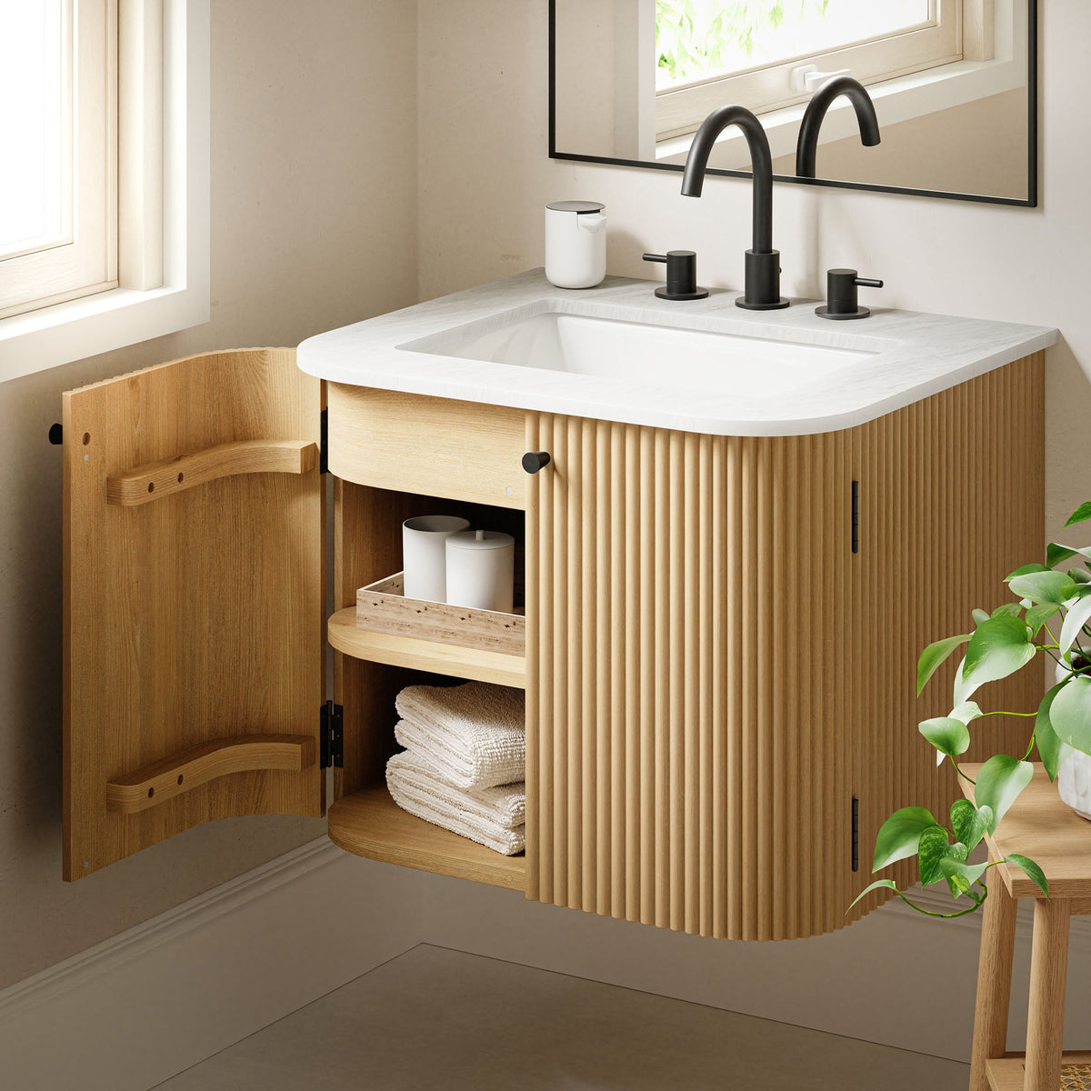 Zia Wall-Mount Bathroom Vanity with Marble Sink - view 43