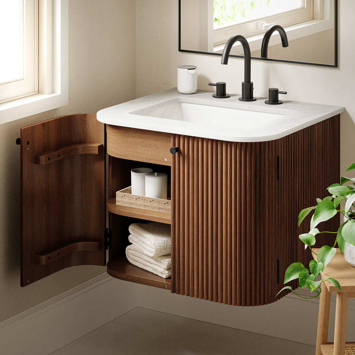 Zia Wall-Mount Bathroom Vanity with Marble Sink - view 46