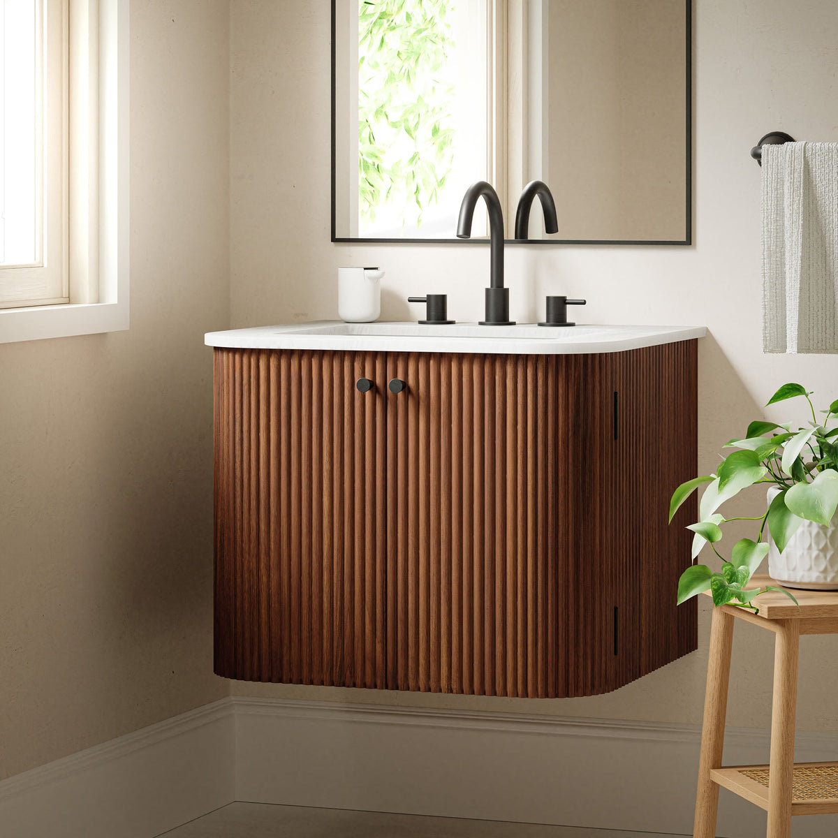 Zia Wall-Mount Bathroom Vanity with Marble Sink - view 52