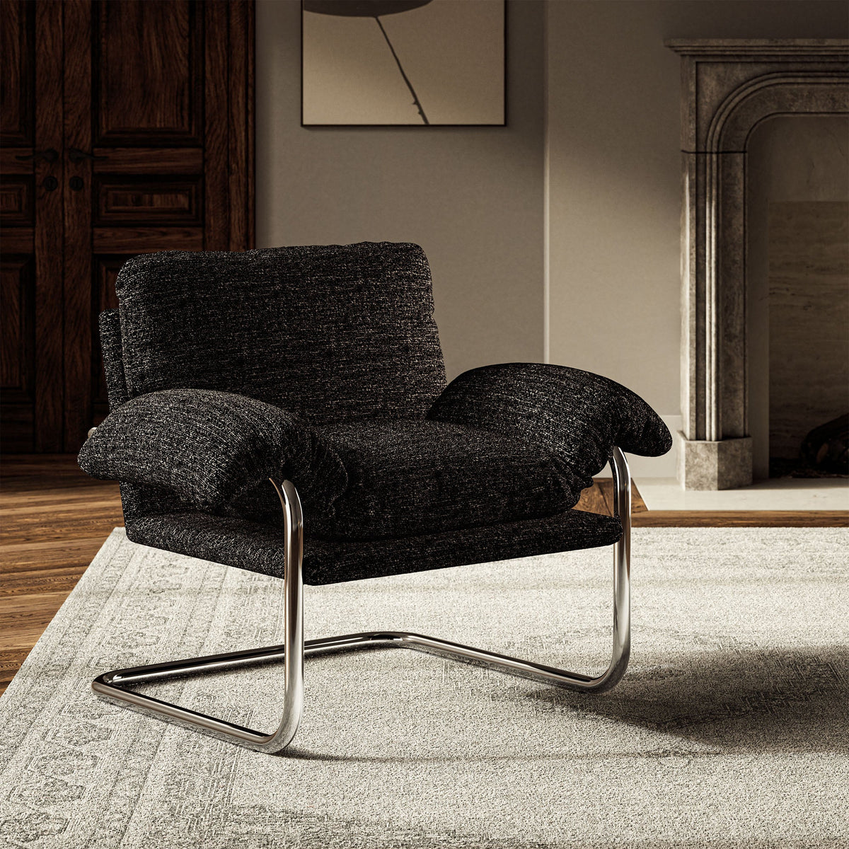 Ansel Boucle Fabric Accent Chair