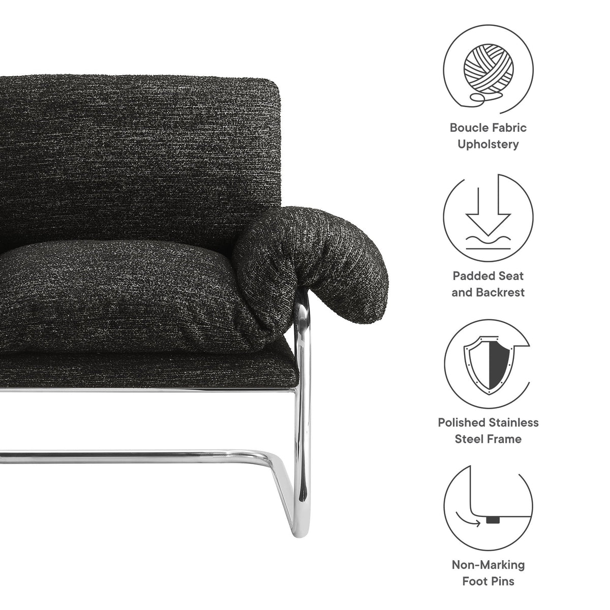 Ansel Boucle Fabric Accent Chair
