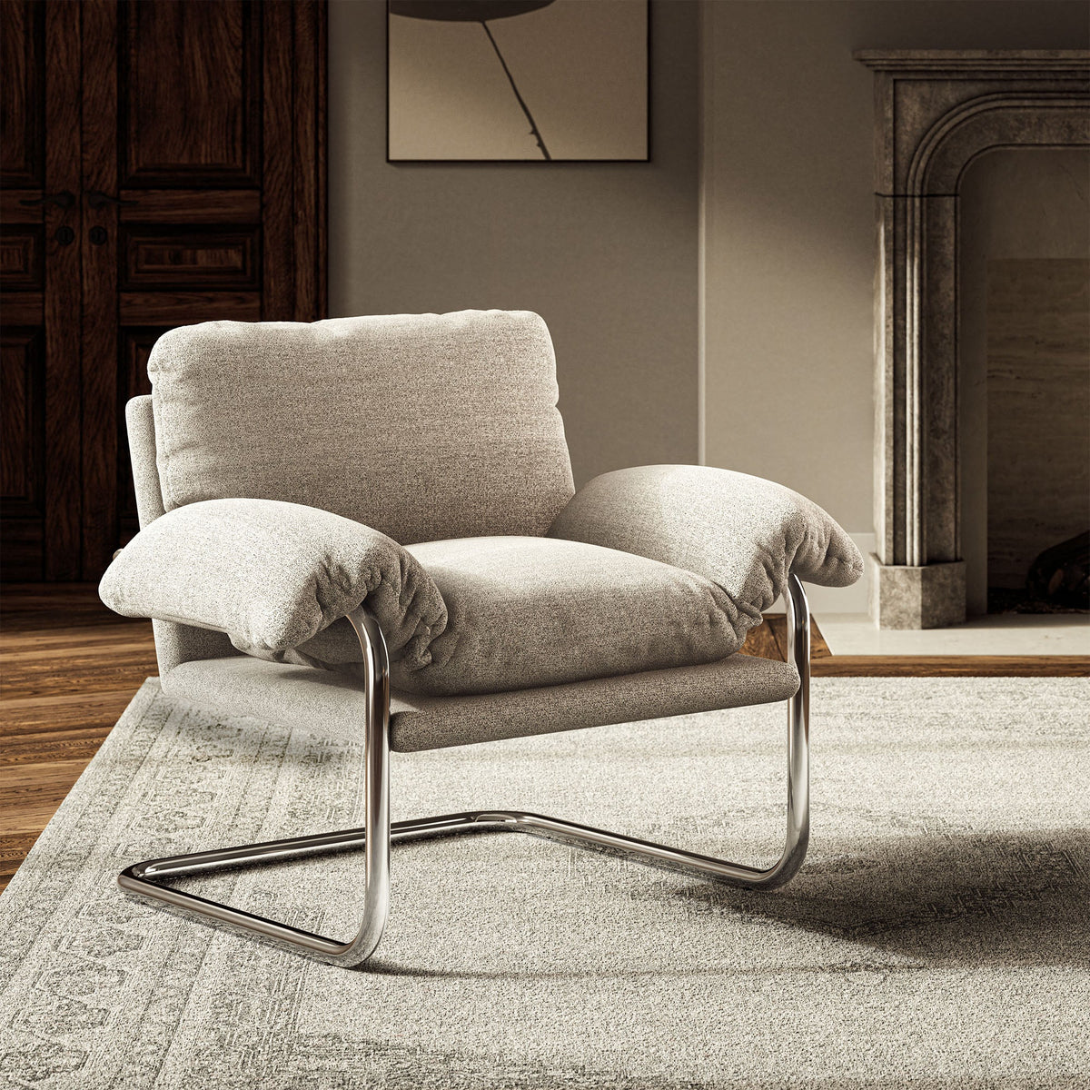 Ansel Boucle Fabric Accent Chair