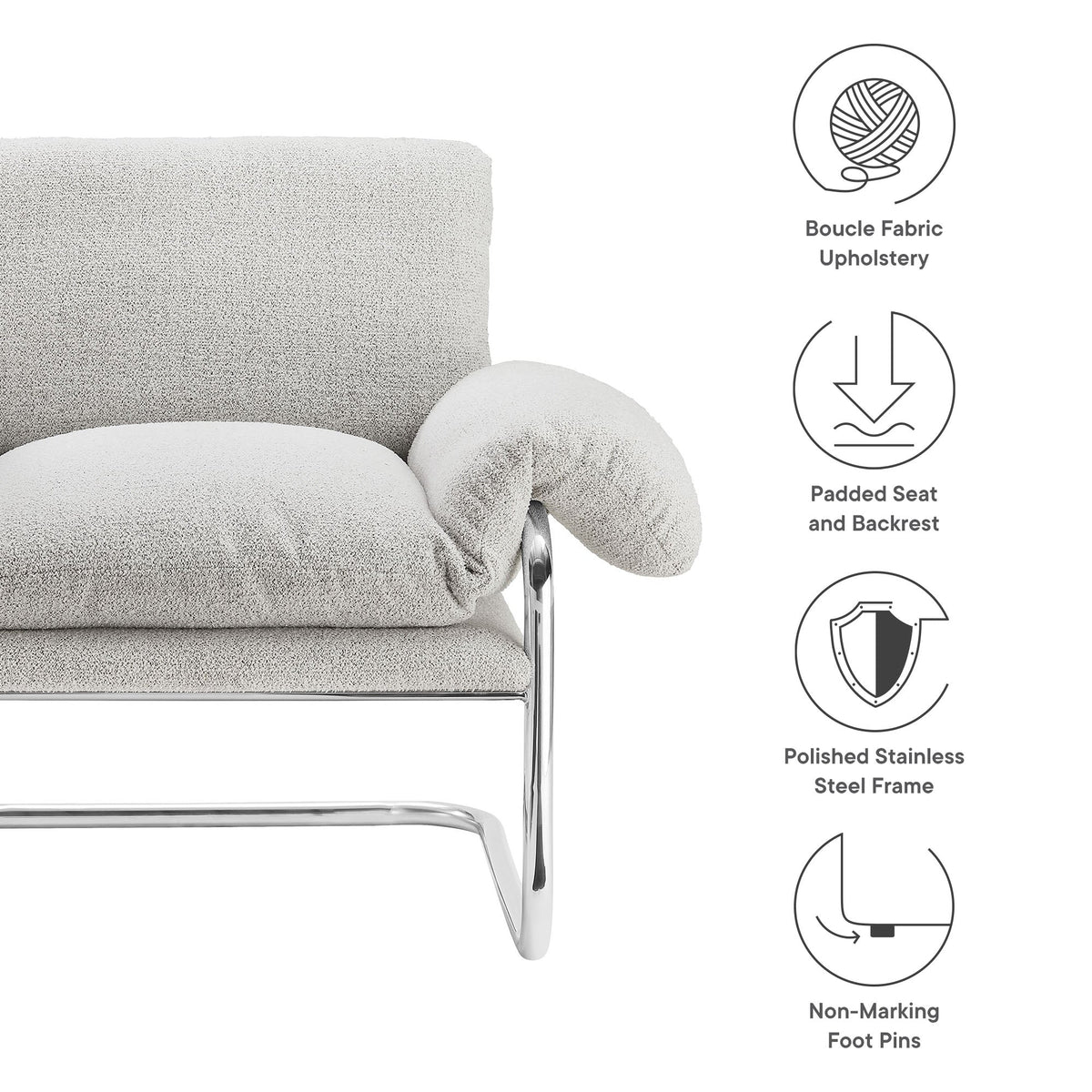 Ansel Boucle Fabric Accent Chair