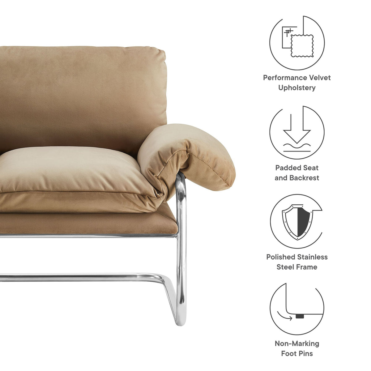 Ansel Performance Velvet Accent Chair