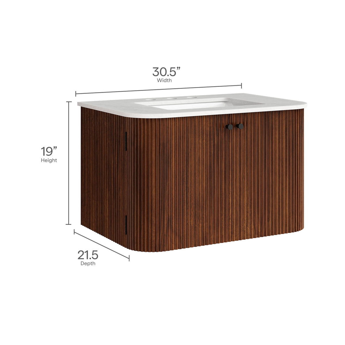 Zia Wall-Mount Bathroom Vanity with Marble Sink