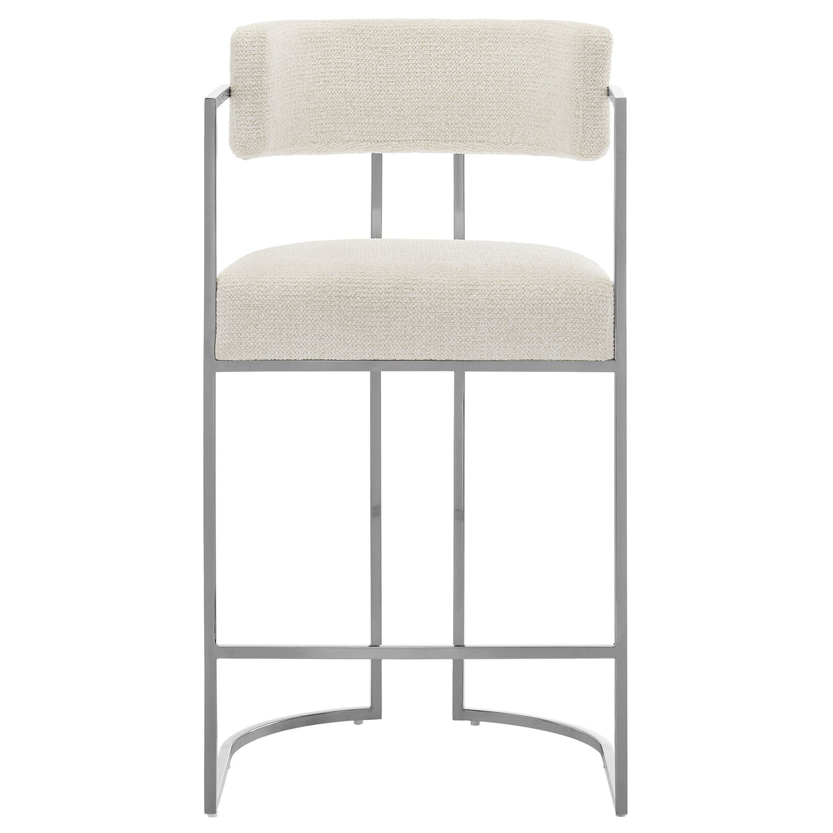 Huron Curved Back Fabric and Metal Counter Stool